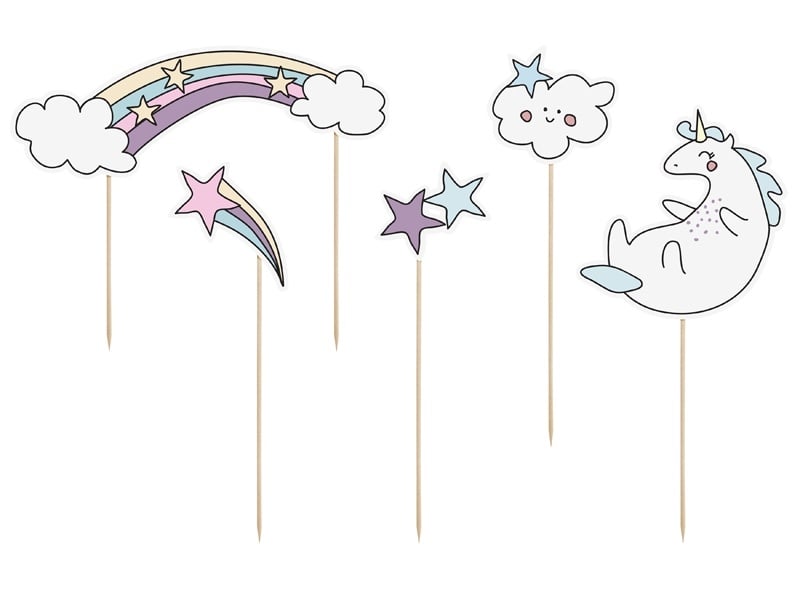 Unicorn Taart Topper Set 5 delig