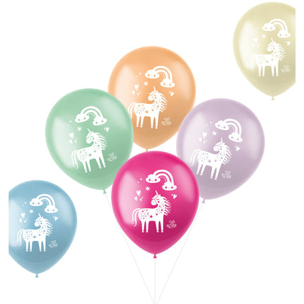 Ballonnen Unicorn & Regenboog 33cm 6st