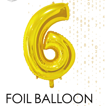 Folieballon Cijfer 6 Goud 66cm