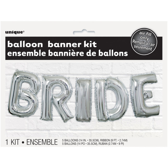 Folie Ballon Bride Zilver Leeg 2,74m