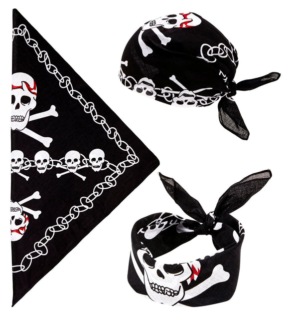 Zwart Witte Piraten Bandana