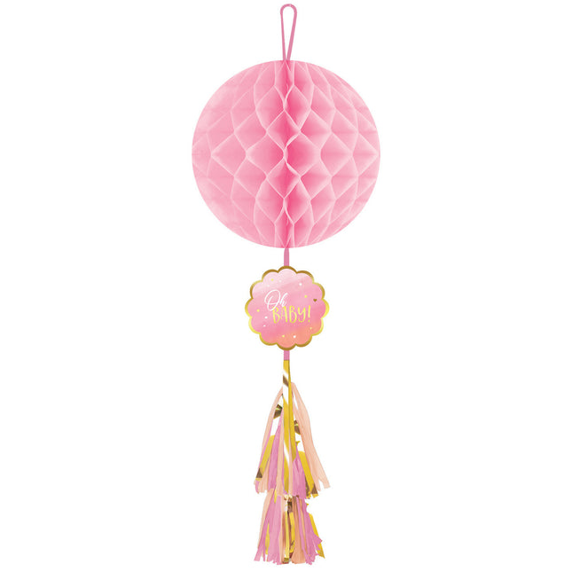 Hangdecoratie Baby Meisje Honeycomb 75cm