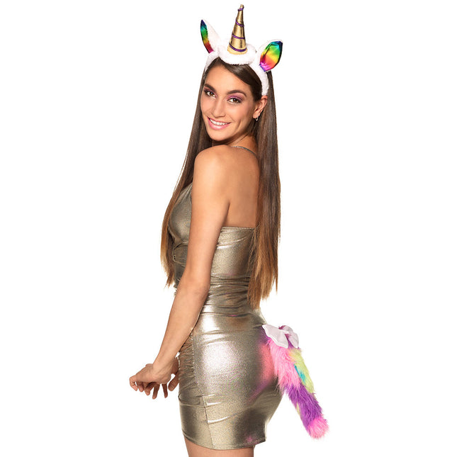 Unicorn Tiara En Staart 45cm