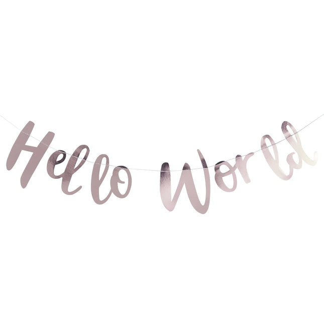 Rose Gouden Letterslinger Hello World 1,5m