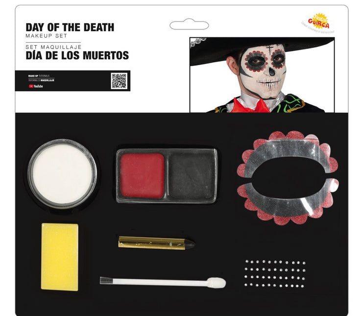 Make-Up Set Day Of The Dead Zwart Rood 8 delig