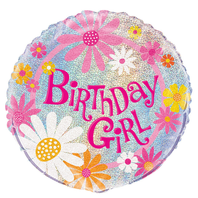 Helium Ballon Birthday Girl 45cm leeg