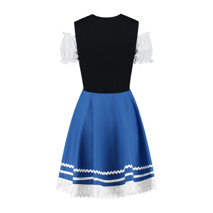 Oktoberfest Dirndl Jurk Oktoberfest Blauw Wit Dames 2 Delig