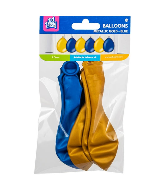 Blauw Gouden Ballonnen Metallic 30cm 6st