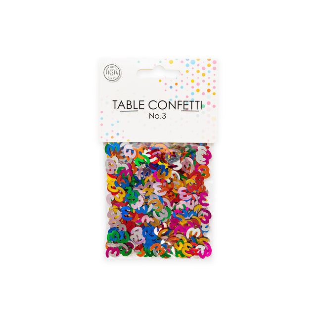 Tafelconfetti 3 Jaar Gekleurd