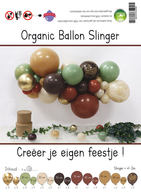 Ballonnen DIY Balloon Kit Organic Happy Birthday Natural