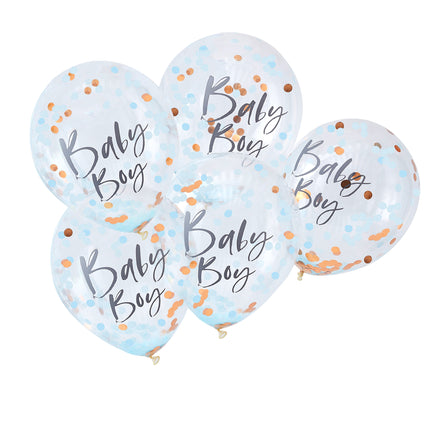 Blauwe Confetti Ballonnen Baby Boy 30cm 5st