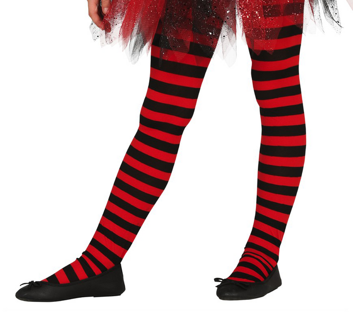 Halloween Maillot Kind Zwart Rood Gestreept 5/9 jaar