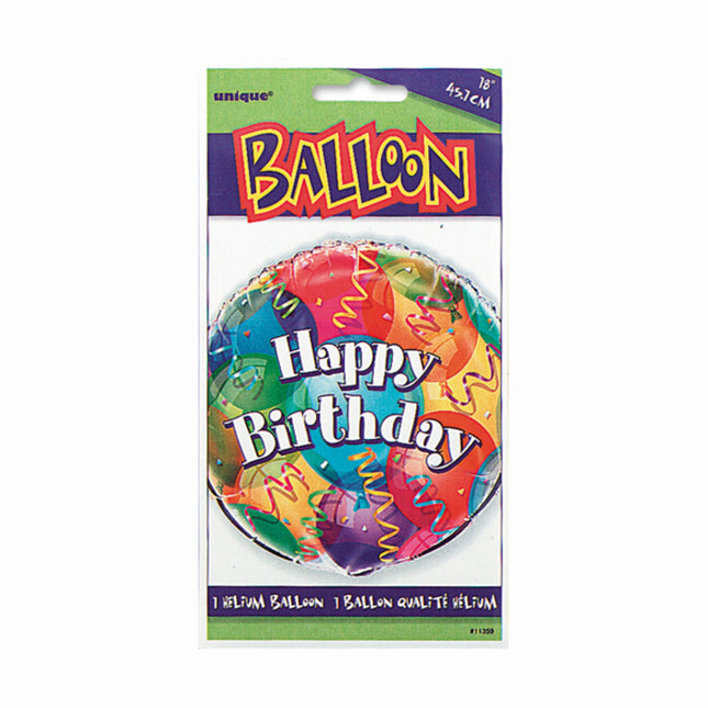 Helium Ballon Happy Birthday Ballonnen gekleurd 45cm leeg