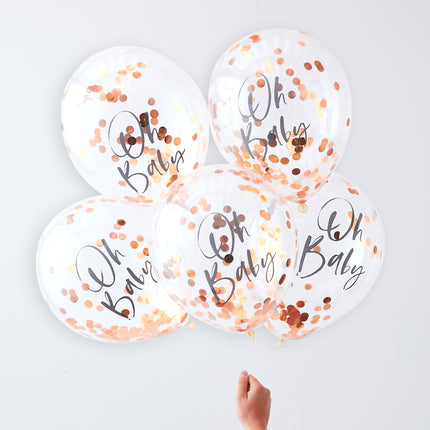 Rose Gouden Confetti Ballonnen Oh Baby 30cm 5st