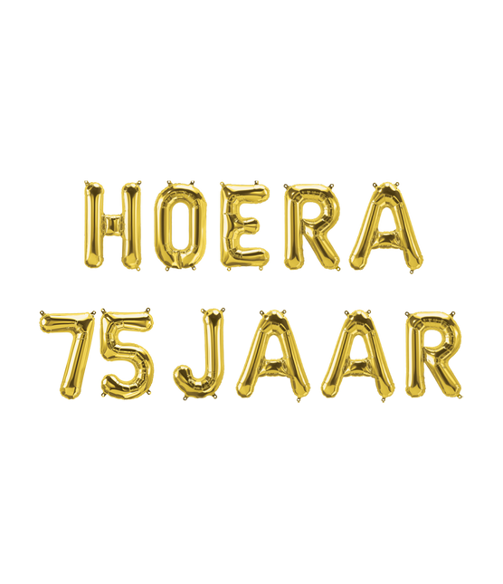 Gouden Ballonnen Set 75 Jaar Hoera 1,9m