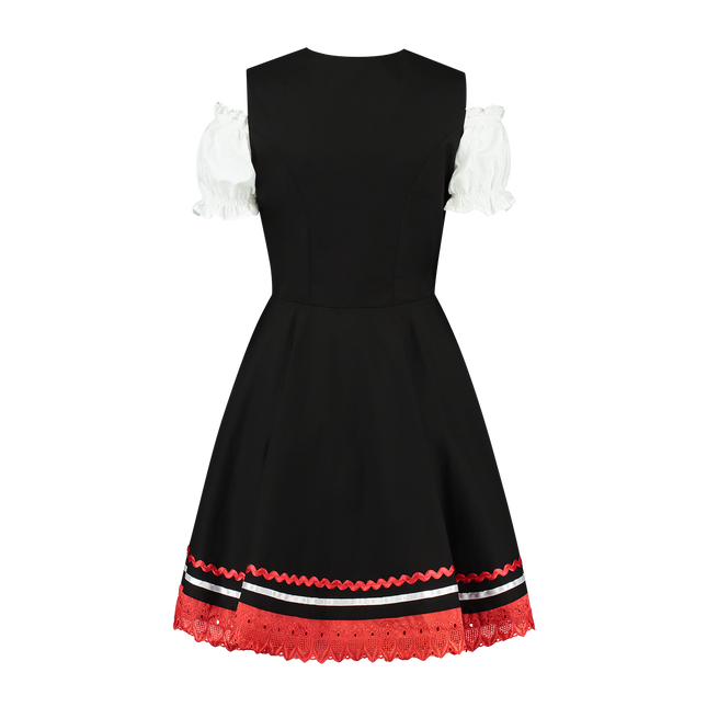 Oktoberfest Dirndl Jurk Oktoberfest Zwart Rood Dames 2 Delig