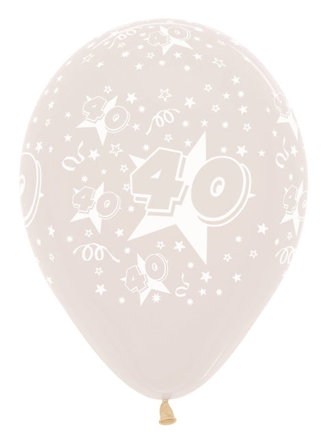 Ballonnen Number 40 Stars Crystal Clear 30cm 25st