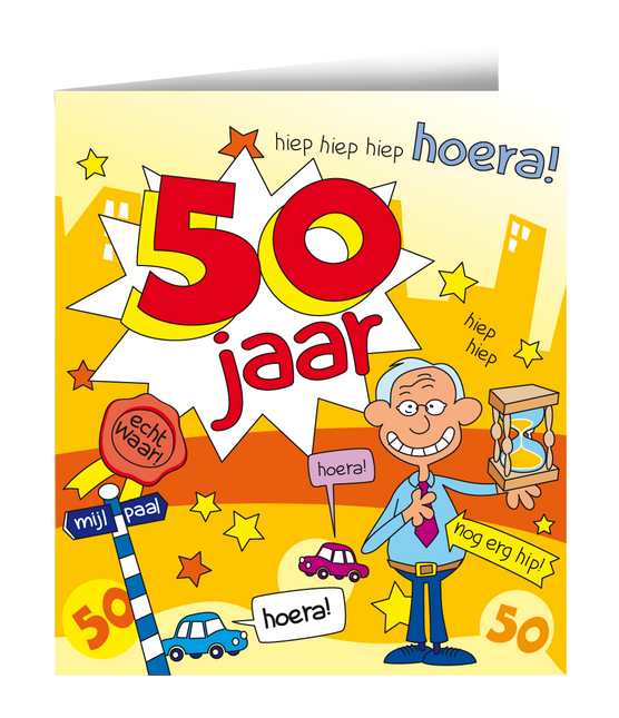 Verjaardagskaart 50 Jaar Man Cartoon 16,5cm