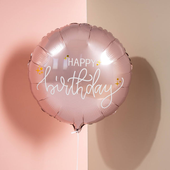 Happy Birthday Helium Ballon Pastel Roze Leeg 45cm