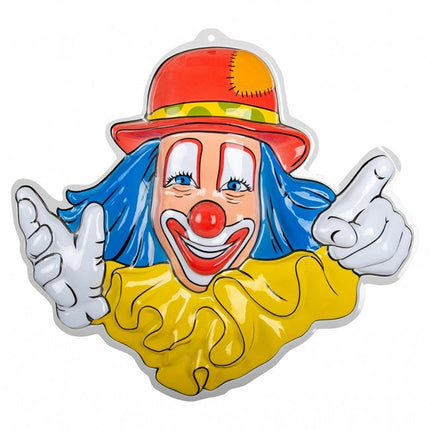 Wanddecoratie Clown Rode Hoed 50cm