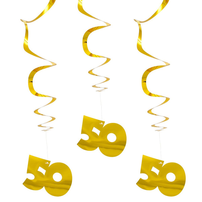 Hangdecoratie 50 Jaar Goud 3st