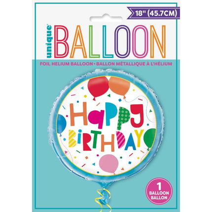 Helium Ballon Happy birthday Ballonnen Wit 45cm leeg