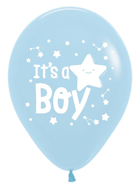 Ballonnen It's a Boy Star Pastel Matte Blue 30cm 25st