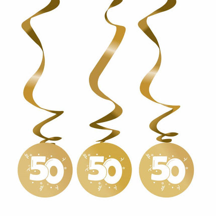 Hangdecoratie 50 Jaar Goud Versiering 75cm 3st