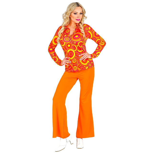 Disco 70S Blouse Oranje Dames Bubbels