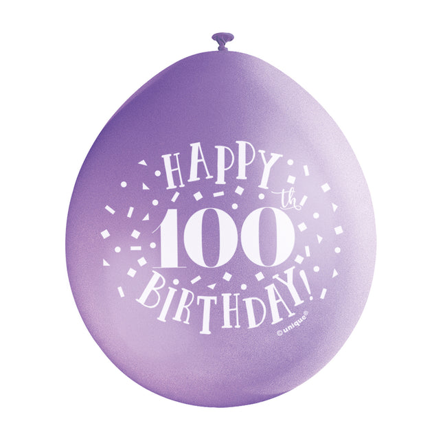 Ballonnen Happy Birthday 100 Jaar 28cm 10st