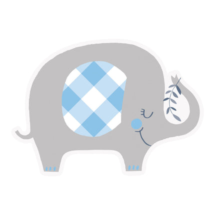 Baby Olifant Uitnodigingen Blauw 8st