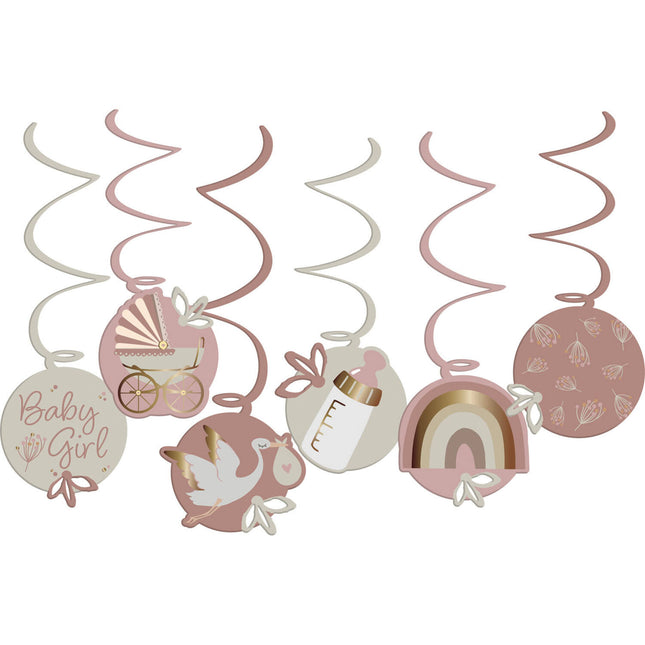 Geboorte Hangdecoratie Babygirl 6st