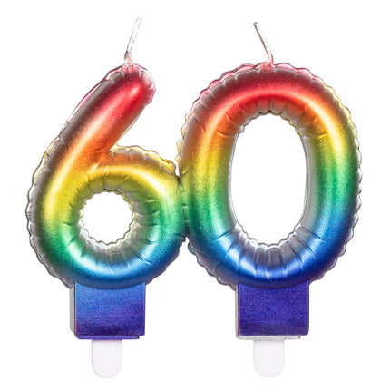 Regenboog Kaars 60 Jaar 8cm