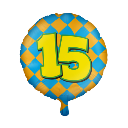 Helium Ballon 15 Jaar Gekleurd Leeg 46cm