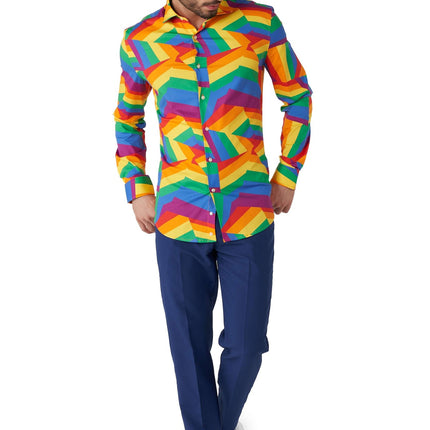 Zig Zag Regenboog Overhemd Heren OppoSuits