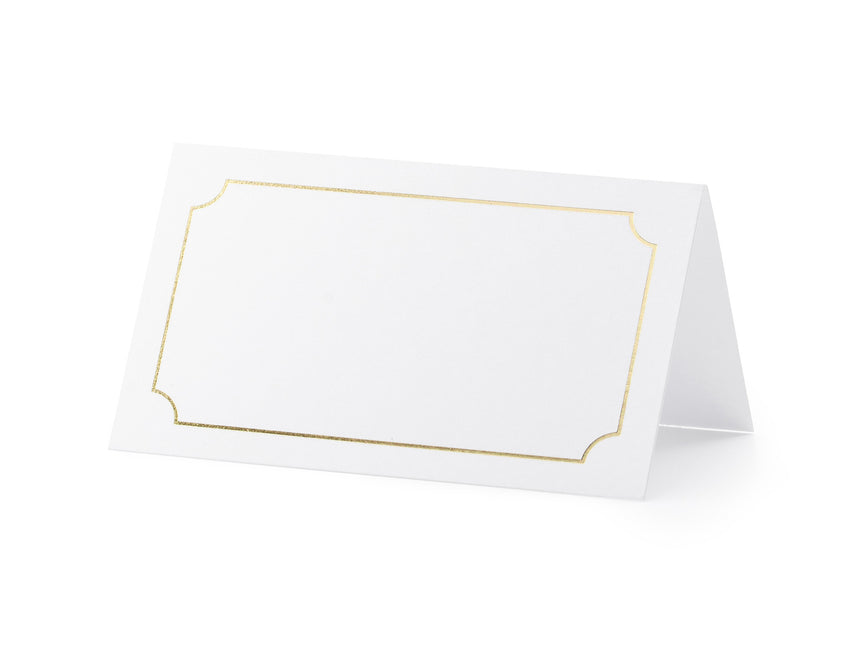 Naamkaartjes Wit Goud Lijst 9,5cm 10st