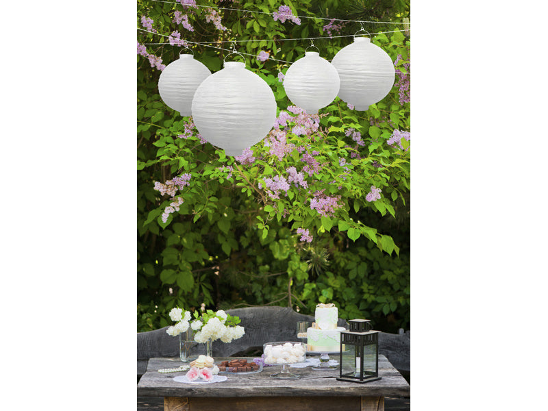 Witte Lampion Rond met lampje 30cm