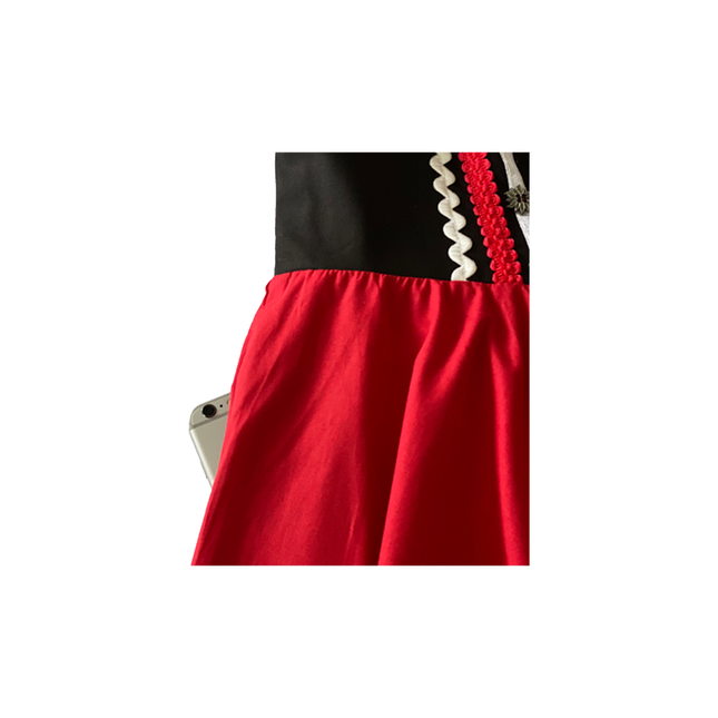 Dirndl 2-dlg., zwart/rood, Carmenblouse