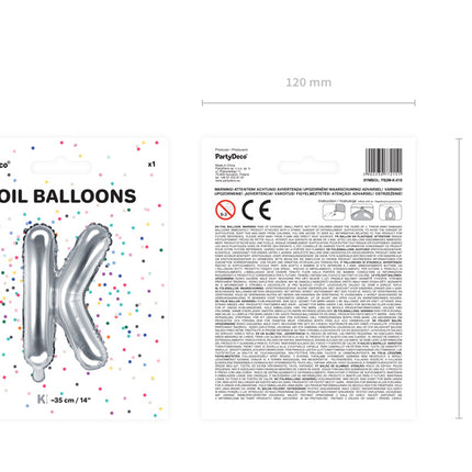 Folie Ballon Letter K Zilver Leeg 35cm