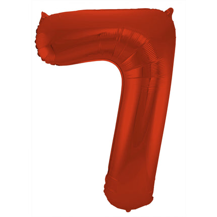 Folie Ballon Cijfer 7 Mat Rood XL 86cm leeg