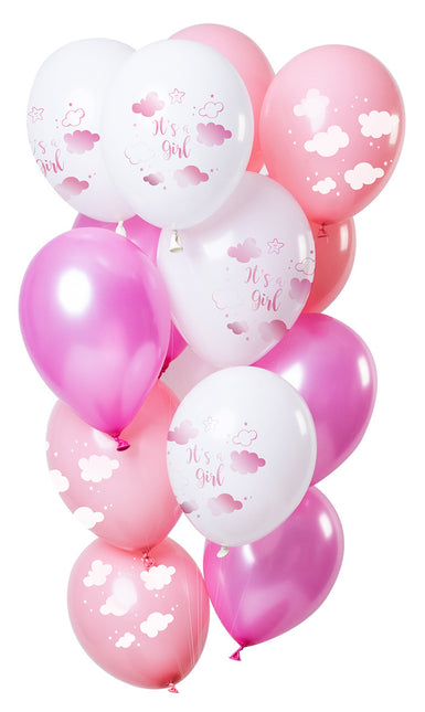 Geboorte Ballonnen It's a Girl 30cm 12st