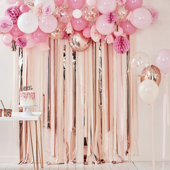 Roze Ballonnen Set Tassels En Honeycombs 179 delig