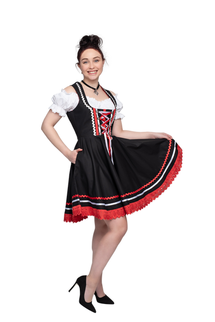 Oktoberfest Dirndl Jurk Oktoberfest Zwart Rood Dames 2 Delig