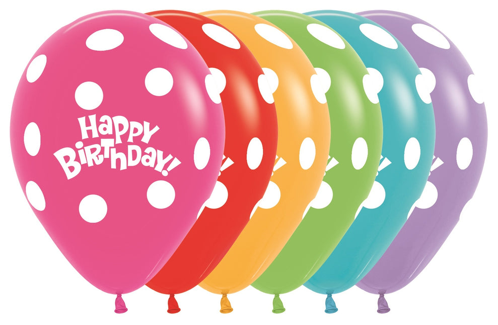 Ballonnen Birthday Dots Mix 30cm 25st