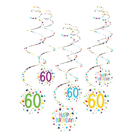 Hangdecoratie 60 Jaar Happy Birthday Confetti 61cm 6st