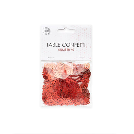 Tafelconfetti 40 Jaar Rood