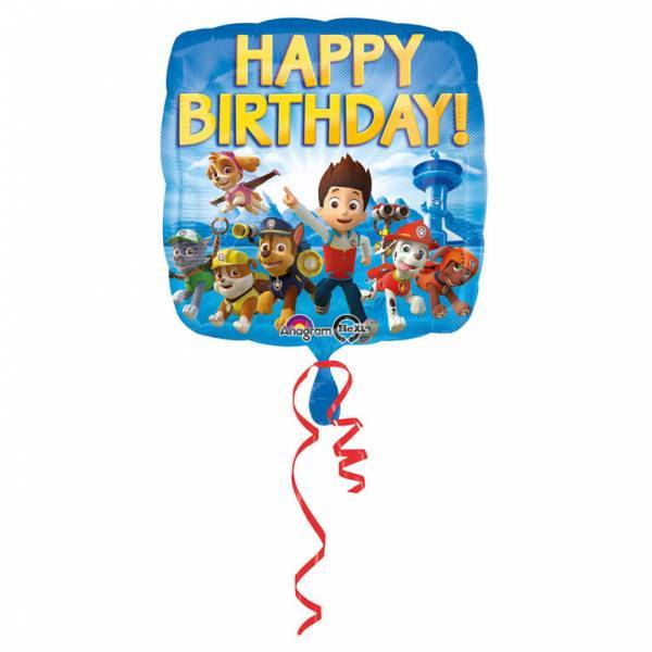 Paw Patrol Helium Ballon Happy Birthday 45cm leeg