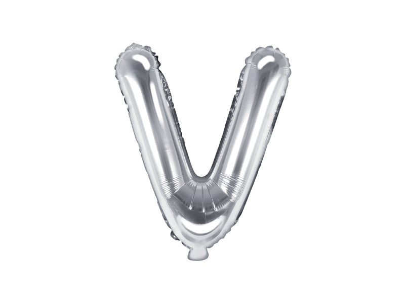 Folie Ballon Letter V Zilver Leeg 35cm