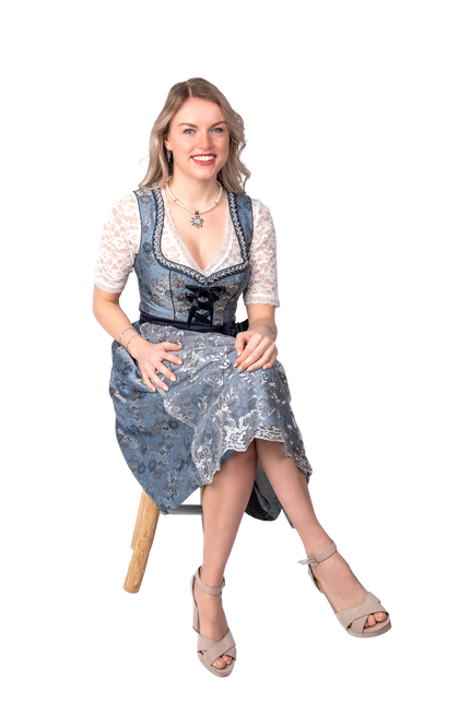 Blauw Zilveren Dirndl Jurk Oktoberfest Dames 2 Delig