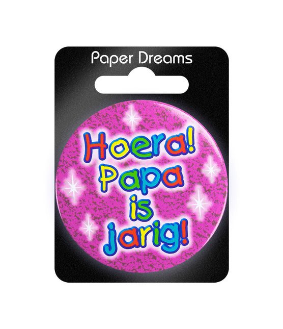 Button Hoera Papa is Jarig 5,5cm